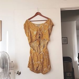 YIREH Skylar Tie Front Romper in Marigold